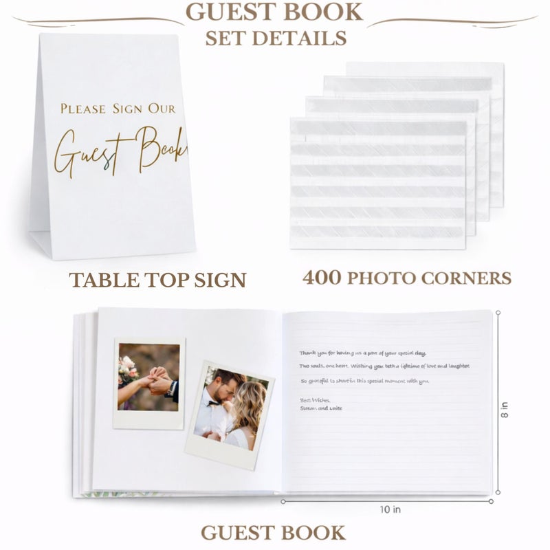 Swanique Wedding Guest Book for Guests to Sign, Elegant Wedding Guestbook Ideas, Sign in Book for Bridal and Baby Shower, Polaroid Guest Book, 100 Thick Lined and Blank Pages for Party, Wedding Books - Image 3