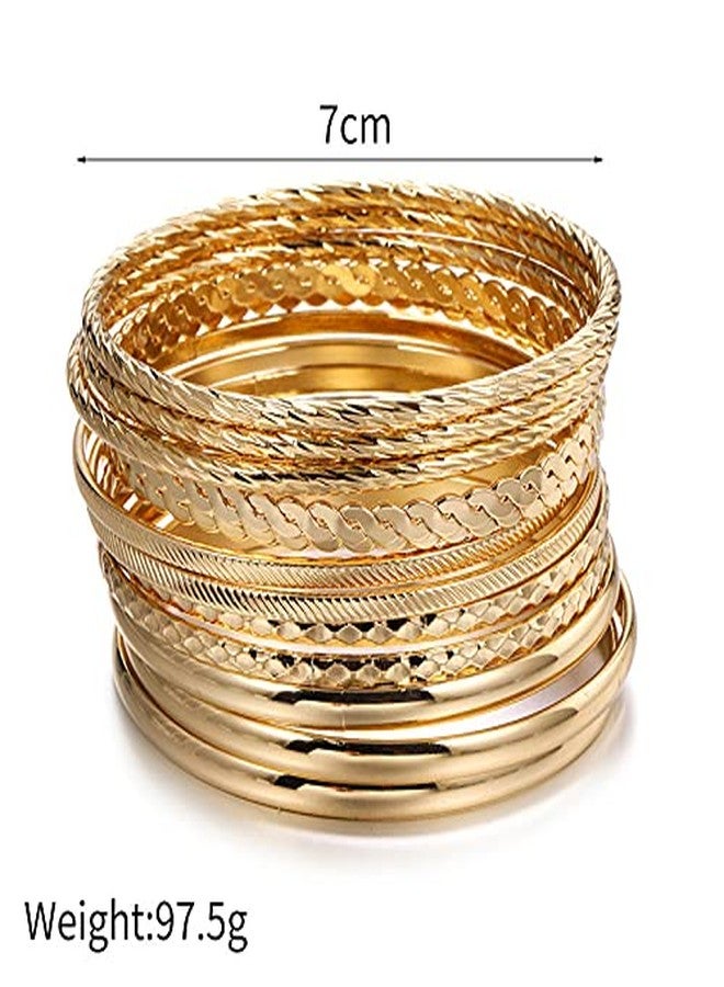 Pingyongchang Bohemian Gold Bangle Bracelets Set for Women - Multi Layer Stackable Textured Bracelet Retro Indian Chunky Cable Twisted Wristband for Women Best Friend Wedding Bridal Birthday Party Gift-D - Image 4