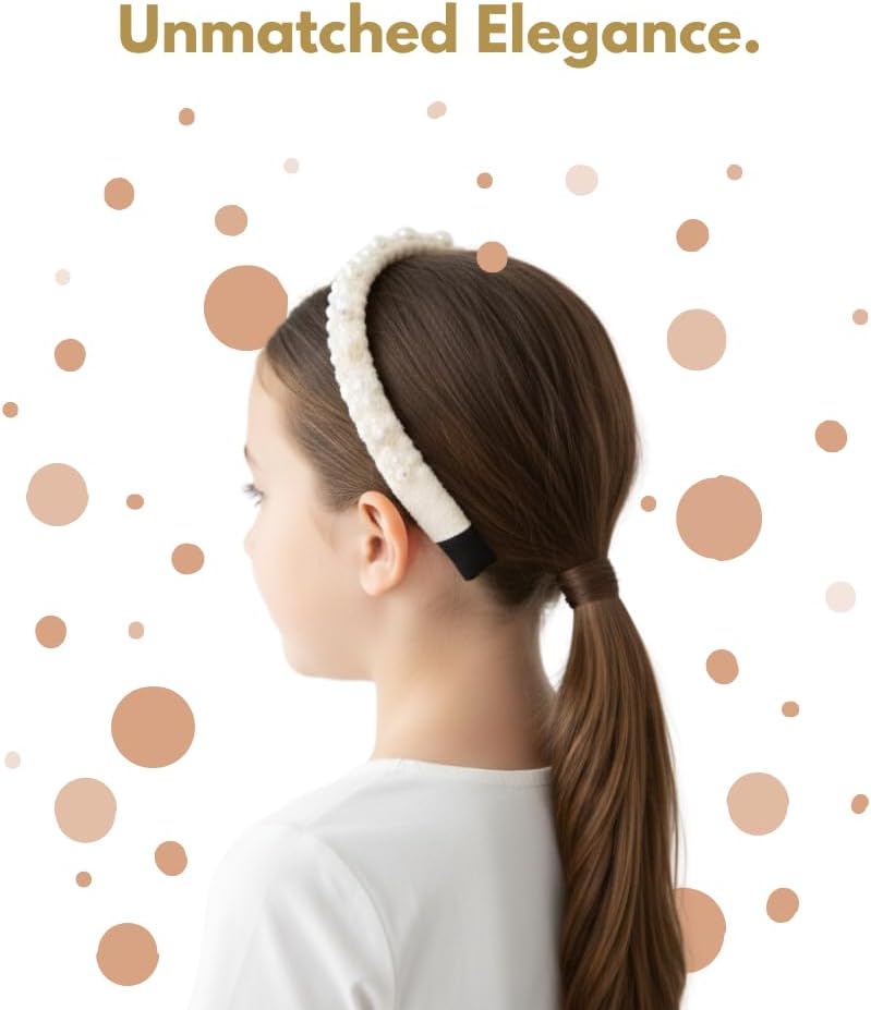 Glitters مجموعة أربطة شعر لؤلؤ كريستال لامع - مجموعة مكونة من 5 قطع فاخرة مع أحجار الراين والساتان - Image 5