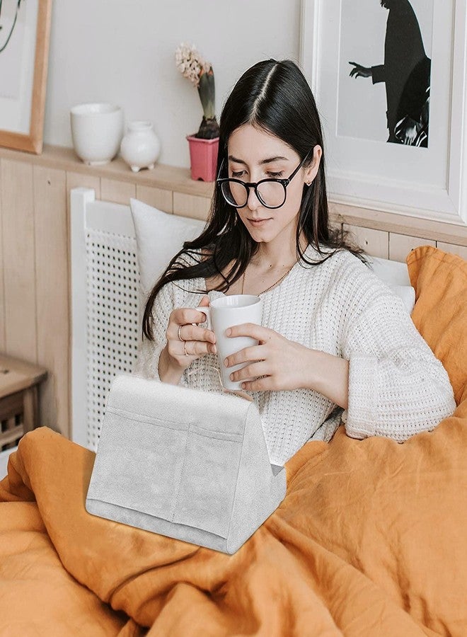 BZVV Soft Tablet Stand Pillow with Pocket,Tablet Cushion Stand,Adjustable 3 Viewing Angle,Lazy Holder Stand for Bed Sofa,Compatible with iPads Tablets eReaders Smartphones Books Magazines (Light Grey)… - Image 4