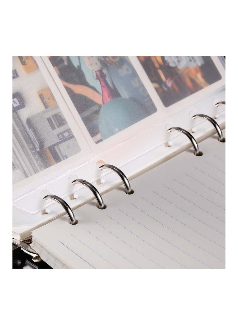 Binder Pockets A6 Size 6 Holes Zipper Folders for 6-Ring Notebook Loose Leaf Bags Waterproof PVC Pouch Document Filing Cash Budget Envelopes 15Pcs