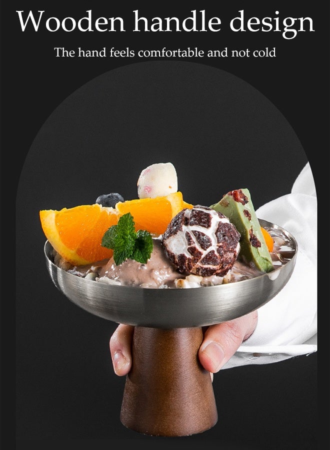 DUNISO 2 قطع كوب حلوى من الفولاذ المقاوم للصدأ بتصميم عالي القدم وعاء حلوى أنيق لطبق موس للحلويات والسلطات حامل طبق فواكه للزينة حامل عرض الحلوى صينية فواكه لتزيين الطاولة - Image 2