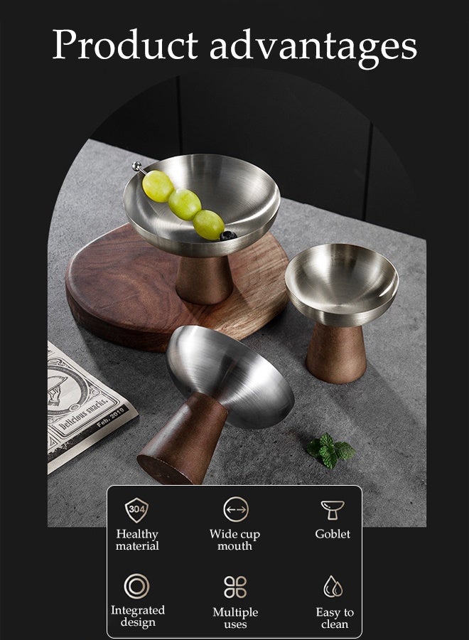 DUNISO 2 قطع كوب حلوى من الفولاذ المقاوم للصدأ بتصميم عالي القدم وعاء حلوى أنيق لطبق موس للحلويات والسلطات حامل طبق فواكه للزينة حامل عرض الحلوى صينية فواكه لتزيين الطاولة - Image 3