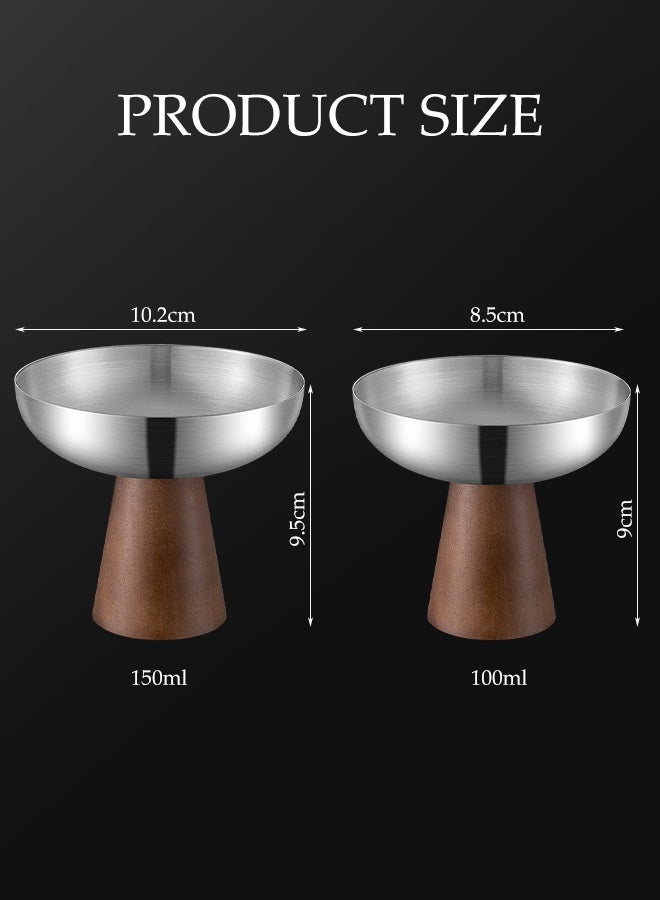 DUNISO 2 قطع كوب حلوى من الفولاذ المقاوم للصدأ بتصميم عالي القدم وعاء حلوى أنيق لطبق موس للحلويات والسلطات حامل طبق فواكه للزينة حامل عرض الحلوى صينية فواكه لتزيين الطاولة - Image 4
