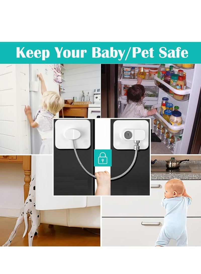 Oasisgalore Fridge Lock 2-Pack – Childproof Refrigerator, Cabinet, Drawer Locks with Keys (White) - Image 2