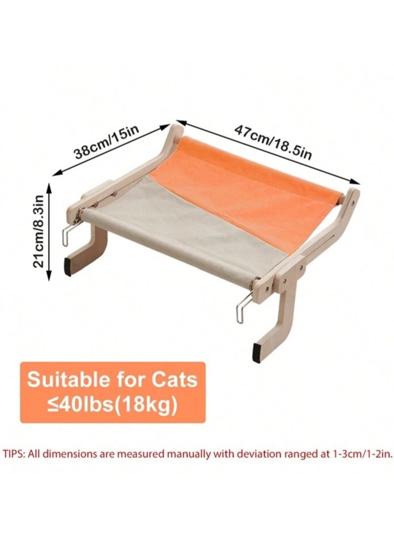 A.M Wooden Cat Window Hammock Window cat Bed cat Hammock,Cat Sill Window Perch Sturdy Cat Hammock Window Seat,Cat Window Shelf Seat with 4 Legs,Adjustable Cat Bed Suitablefor Windowsill - Image 3