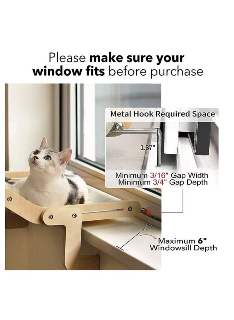 A.M Wooden Cat Window Hammock Window cat Bed cat Hammock,Cat Sill Window Perch Sturdy Cat Hammock Window Seat,Cat Window Shelf Seat with 4 Legs,Adjustable Cat Bed Suitablefor Windowsill - Image 5