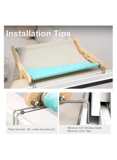 A.M Wooden Cat Window Hammock Window cat Bed cat Hammock,Cat Sill Window Perch Sturdy Cat Hammock Window Seat,Cat Window Shelf Seat with 4 Legs,Adjustable Cat Bed Suitablefor Windowsill  - Image 2