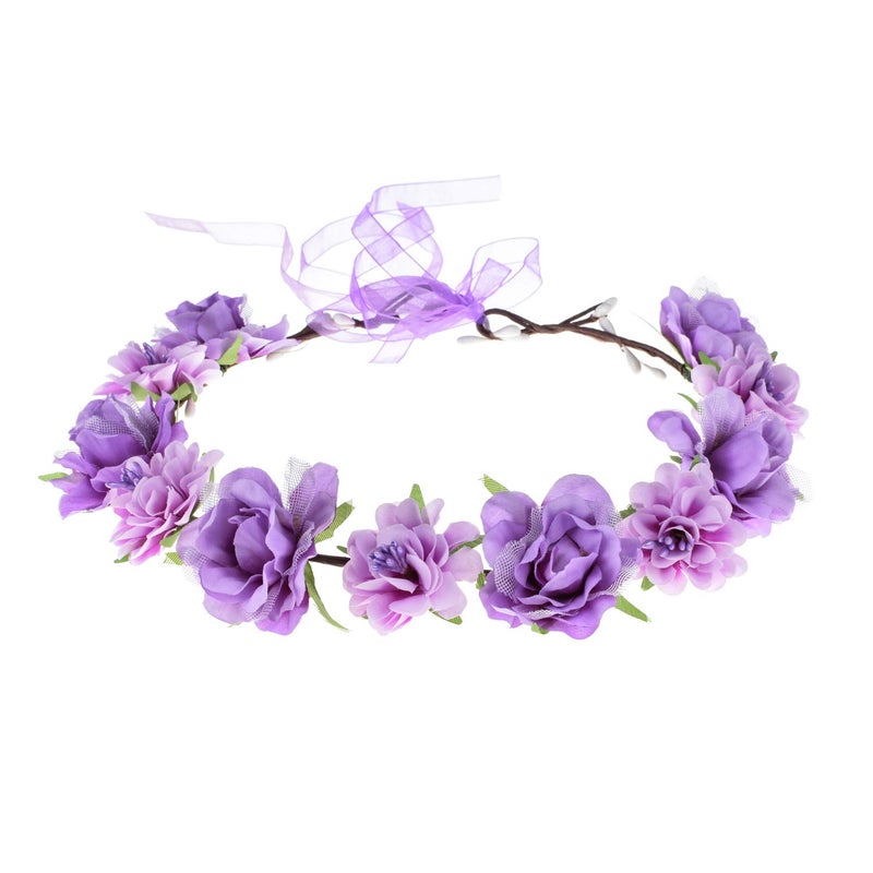 Love Sweety Delicate Dew Women Flower Headband Bridal Floral Crown Wreath Girls BOHO Garland HaloPurple