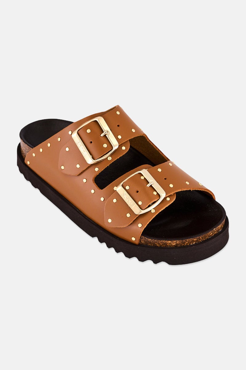 Scholl Women Beatriz Adjustable Buckle Sandals, Brown - Image 1