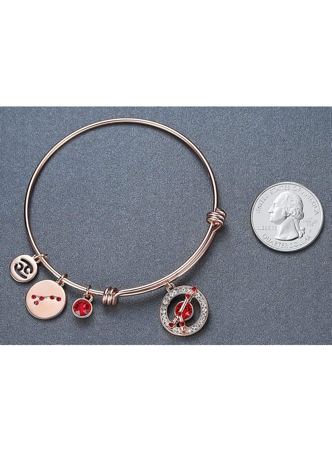 Leafael Superstar Cancer Zodiac Expandable Bangle Bracelet Made With Premium Crystals Horoscope Constellation June July Birthstone Light Siam Red Jewelry Rose Gold Plated 7 - Image 2
