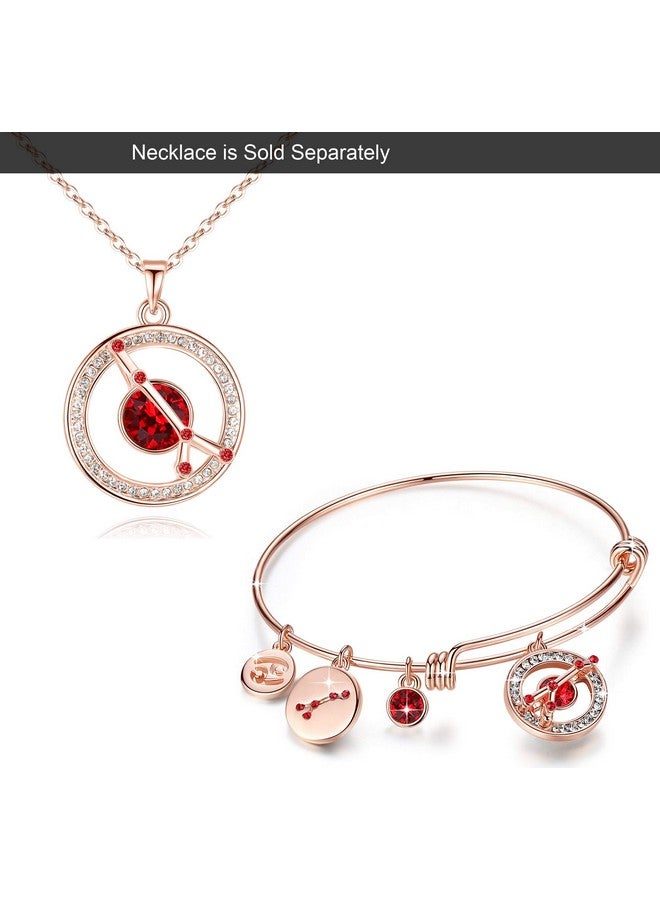 Leafael Superstar Cancer Zodiac Expandable Bangle Bracelet Made With Premium Crystals Horoscope Constellation June July Birthstone Light Siam Red Jewelry Rose Gold Plated 7 - Image 5