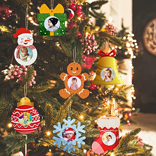 Lauwell 40 Pcs DIY Christmas Picture Frame Ornaments Unfinished Wooden Mini Photo Frames Christmas Tree Hanging Ornaments DIY Xmas Picture Decor for Painting Craft Supplies Decorations - Image 5