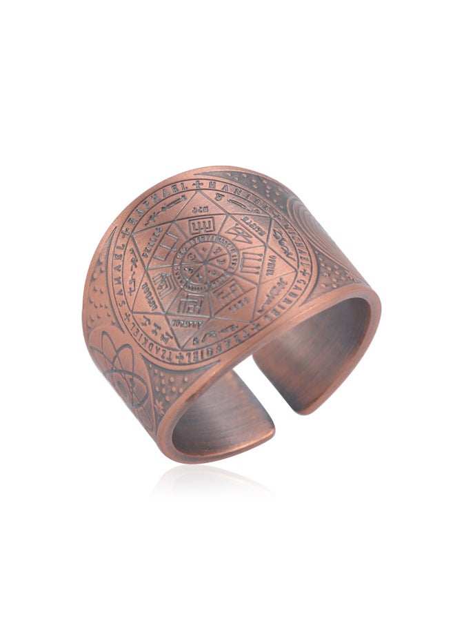 Men's Fashion Retro Wide Ring Personality Simple Hot Copper Seven-pointed Star Magic Array Open Ring Manufacturers