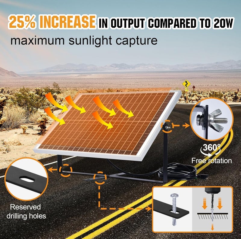 ECO-WORTHY 25W 12V Solar Battery Charger Trickle Maintainer, 25W Waterproof Solar Panel Kit + Adjustable Mount Bracket + Upgrade Controller,for 12V Batteries Cars RV Boat Motorcycle Marine - Image 3