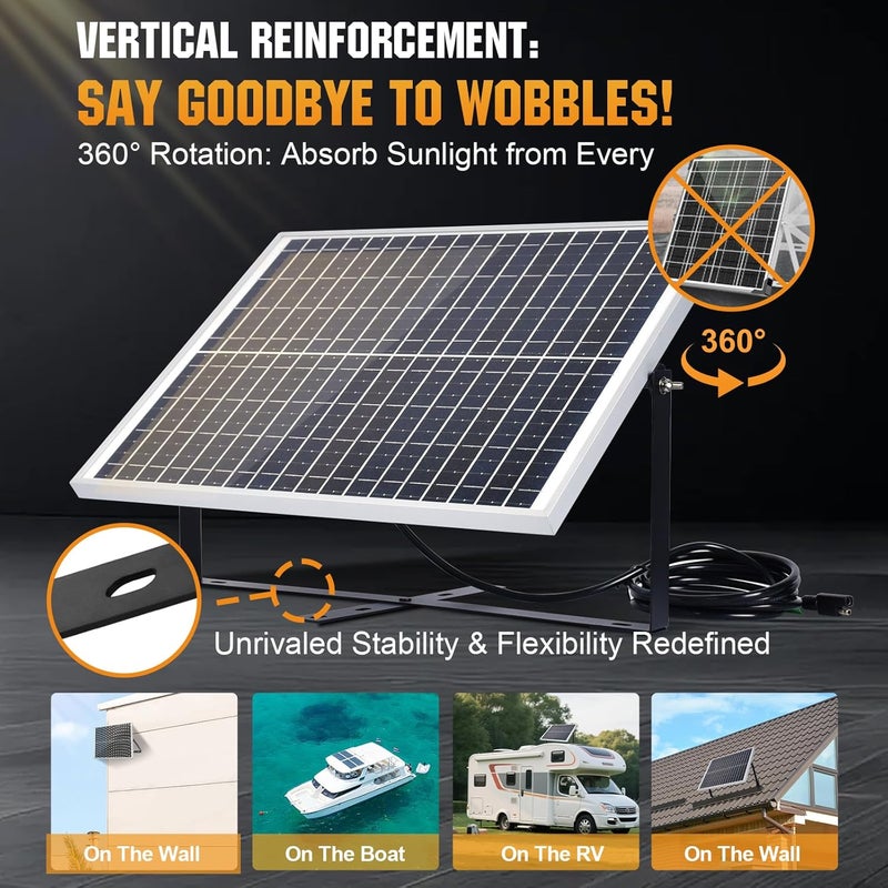 ECO-WORTHY 25W 12V Solar Battery Charger Trickle Maintainer, 25W Waterproof Solar Panel Kit + Adjustable Mount Bracket + Upgrade Controller,for 12V Batteries Cars RV Boat Motorcycle Marine - Image 4