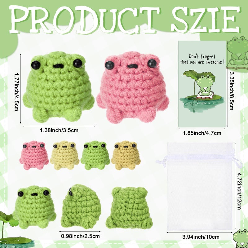 Simgoing 20 Sets Inspirational Frog Crochet Gifts Bulk Employee Appreciation Valentines Exchange Gifts Positive Self Care Handmade Crochet Frog Collectible Desk Decor for Office Staff Coworker Teacher - Image 2