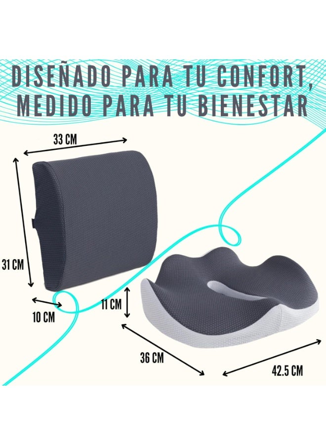 Orthopaedic Ergonomic Cushion Set - Lumbar Back Support & Coccyx Pressure Relief - Viscoelastic for Office & Gaming Chair - Image 4