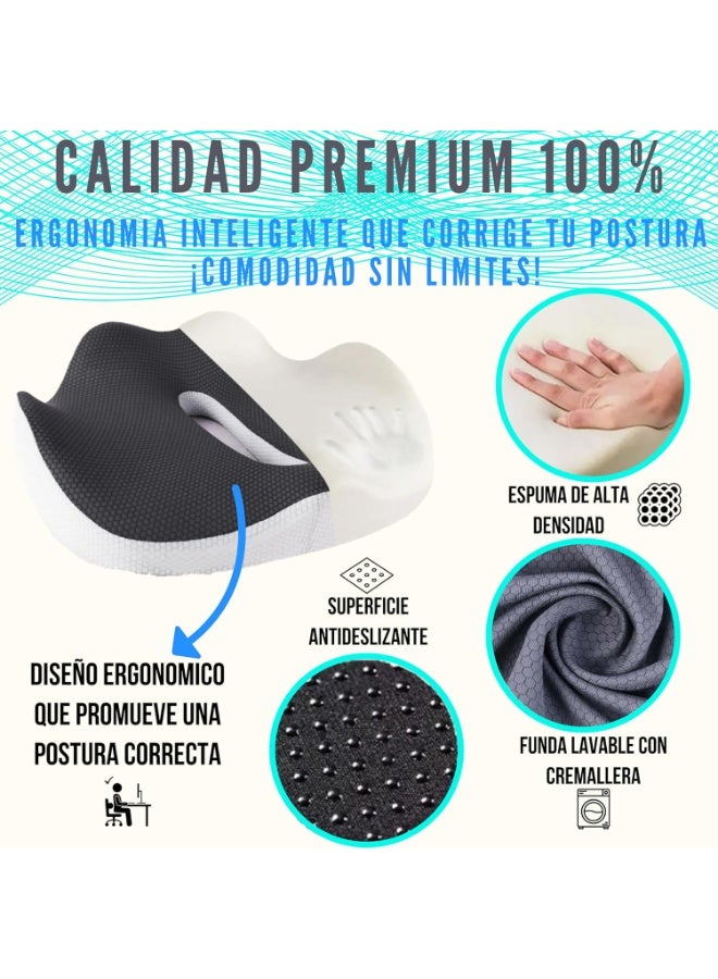 Orthopaedic Ergonomic Cushion Set - Lumbar Back Support & Coccyx Pressure Relief - Viscoelastic for Office & Gaming Chair - Image 2