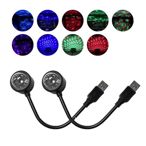 Dickno 2 PCS USB Star Night Light Projector, Portable Car Roof Sound Activated Atmosphere Lamp, Adjustable Auto Interior Atmosphere Decorative Light for Vehicle, Bedroom, Ceiling, Party - Image 1