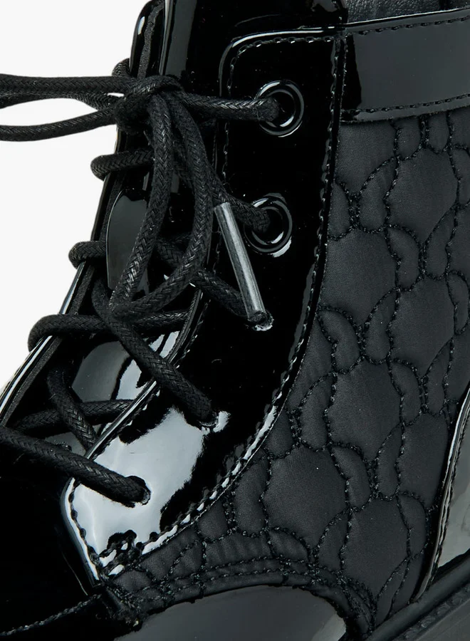 Flora Bella By Shoexpress  Panelled High Cut Boots with Lace-Up Closure for Women | Best Price UAE