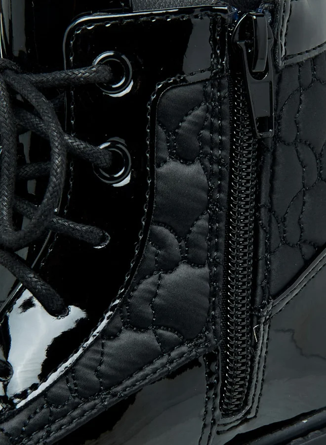 Flora Bella By Shoexpress  Panelled High Cut Boots with Lace-Up Closure for Women | Best Price UAE