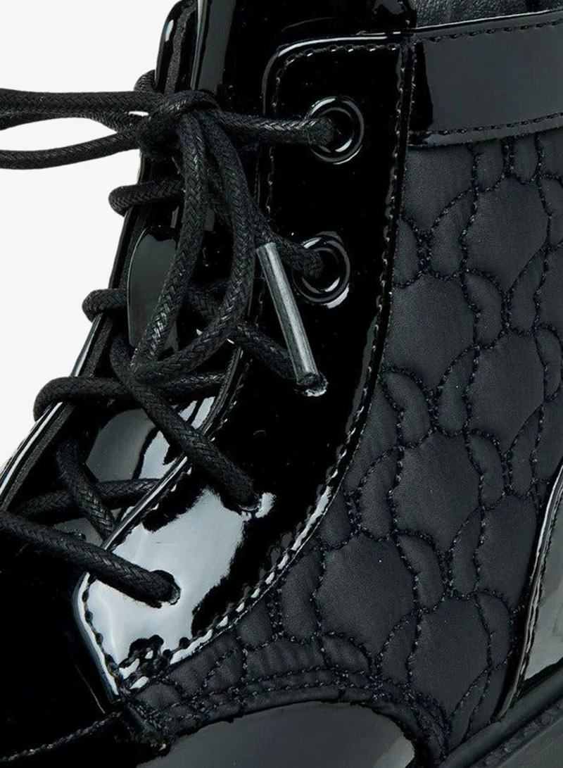 Flora Bella By Shoexpress Panelled High Cut Boots with Lace-Up Closure