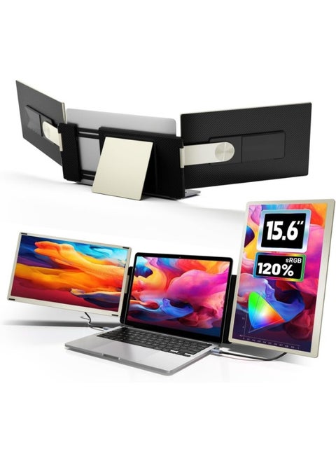 V2COM Laptop Screen Extender Portable, 15.6" Triple Monitor for Laptop with IPS FHD 1080P Display, Detachable Screen Extender Compatible with Mac, Wins, Dex, Chrome
