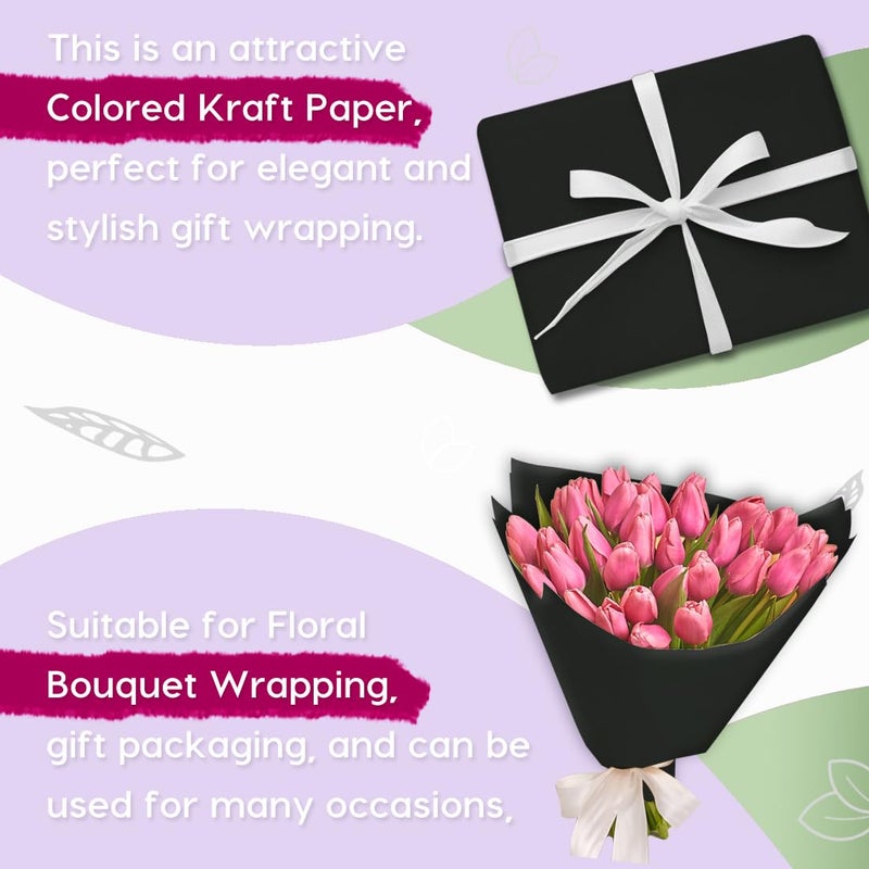 PH PERKHOMY PerkHomy Black Wrapping Paper Roll Kraft Paper for Gift Bulletin Board Craft Art Bouquet Flower Packing Moving Shipping Floor Covering Table (Black, 17.5" x 80') - Image 4