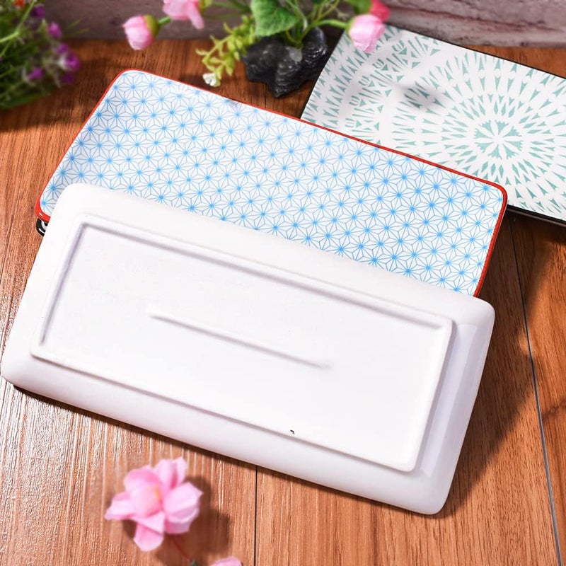 BOSILI Japanese Sushi Plate Set of 4 Long Rectangle Appetizer Plates Serving Trays for Desserts Dumplings Sushi and Chicken Wings Microwave and Dishwasher Safe - Image 5