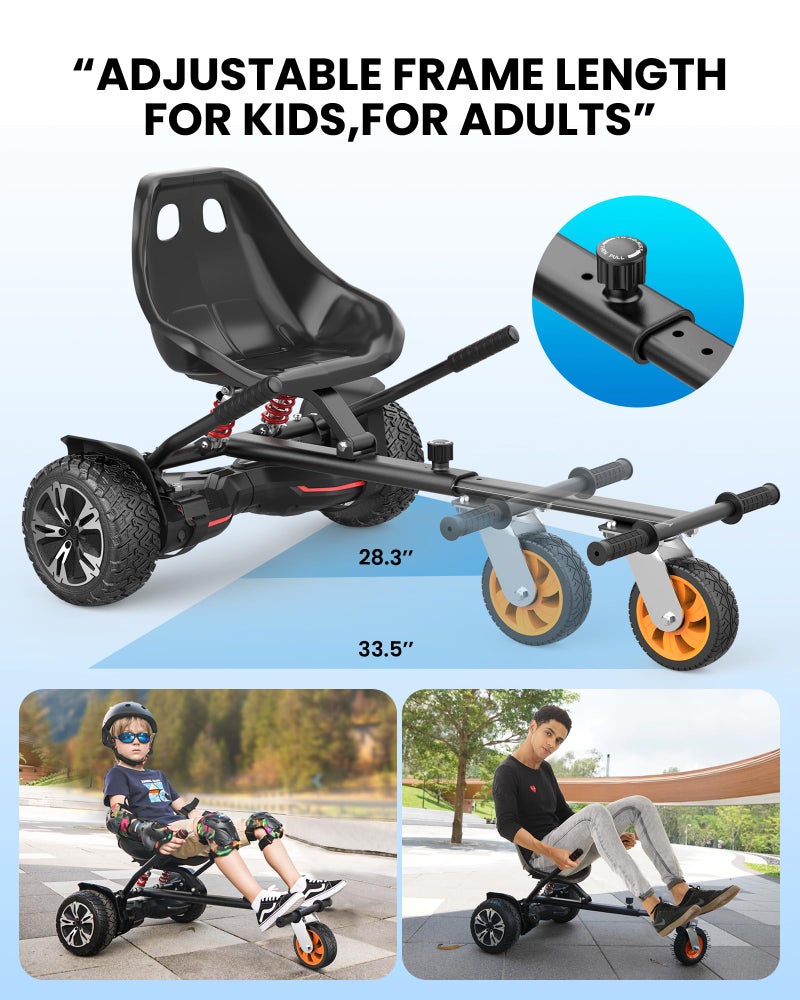 Gyroor K2 Hoverboard Go Kart Attachment for Kids & Adults, Adjustable Frame Length Hoverboard Seat Attachment for 6.5" 8" 10" Hoverboard Self Balancing Scooter - Image 3