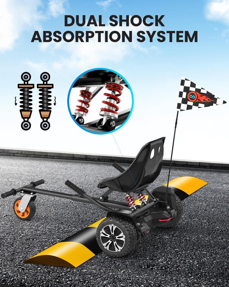 Gyroor K2 Hoverboard Go Kart Attachment for Kids & Adults, Adjustable Frame Length Hoverboard Seat Attachment for 6.5" 8" 10" Hoverboard Self Balancing Scooter - Image 2