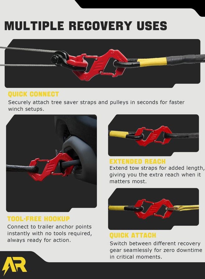 AUTORICH 3/8" S Tow Hook, G80 Steel Quick Winch Shackle 33,000Lbs Break Strength, Heavy Duty Off-Road Recovery Connect Hook for SUV, Truck, Trailer & Towing Applications, Red - Image 3