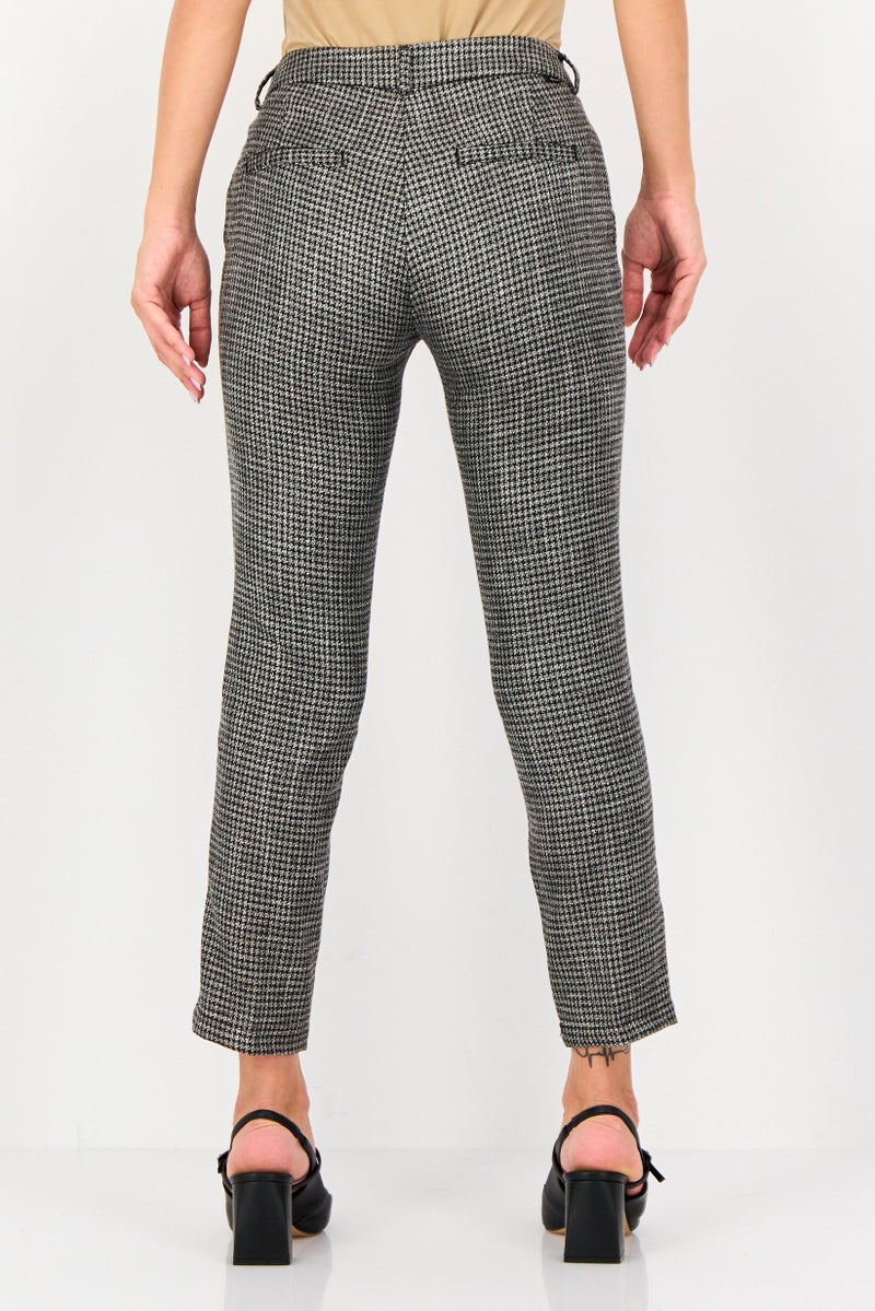 Reiko Women Cigarette Fit Houndstooth Print Dress Pants, Multicolor - Image 2