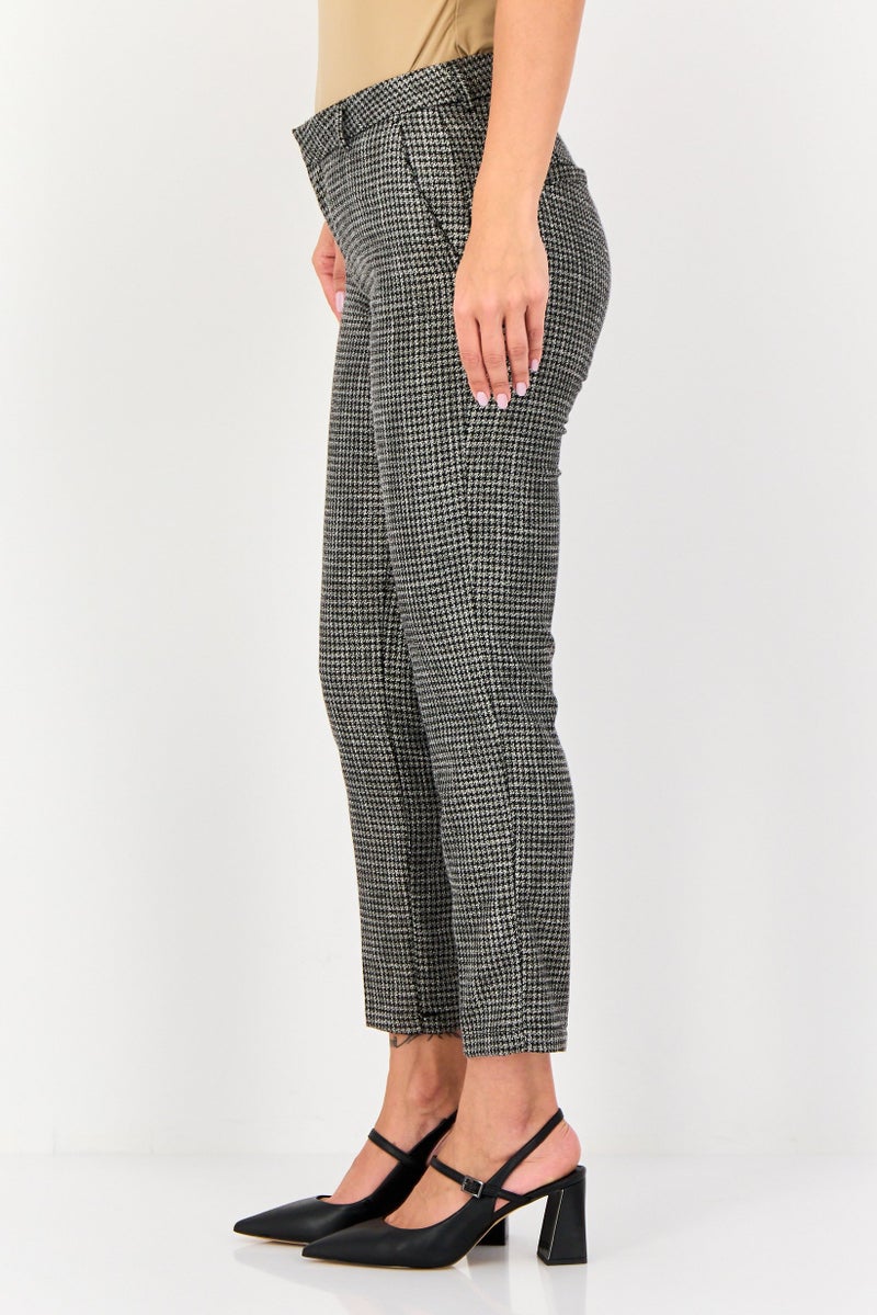 Reiko Women Cigarette Fit Houndstooth Print Dress Pants, Multicolor - Image 3