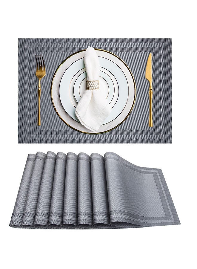 Arabest Set of 8 Placemats, Non-Slip Crossweave Woven Vinyl Insulation Placemat Washable Table Mats 45x30cm (Grey) - Image 1