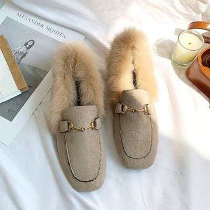 Trendy Flat Heel Womens Moccasins Beige*a28 cloth small chain