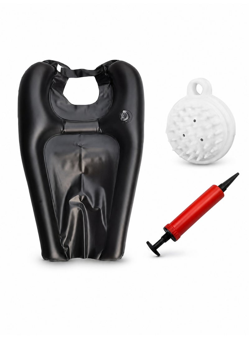 Inflatable Hair Washing Basin Portable Shampoo Bowl, 23.6 Inch Large Size Foldable Hair Wash Tray with Air Pump and Brush, Leak Proof Bedside Hair Care Tool for Elderly, Disabled, Pregnant Women and Home Nursing Use - Image 1