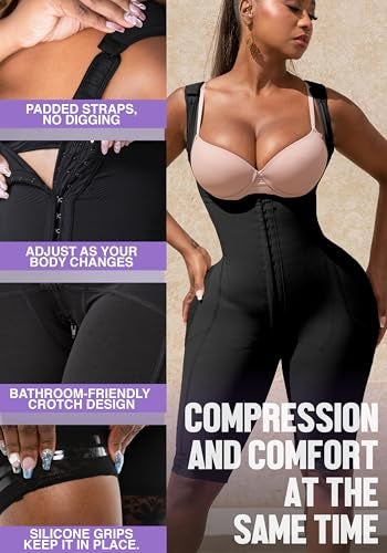 Snatched Body Fajas Colombianas Moldeadoras | Stage 1 Faja Post Surgery BBL Lipo 360 | Full Body Faja for Women Knee Length Compression Garment Black M - Image 4