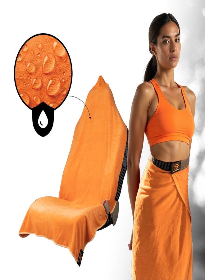 Orange Mud Transition & Seat Wrap V2.0 - Car Seat Cover, Changing Kilt & Multipurpose Towel - Sweat-Proof, Quick-Dry, Secure Wrap for Athletes, Runners, Cyclists - Orange - Image 2