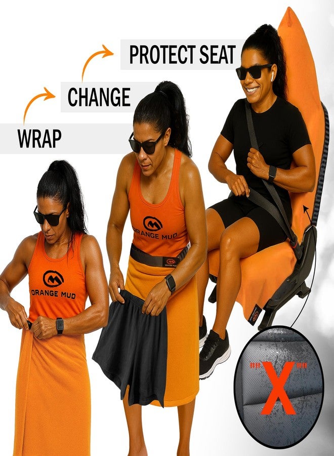 Orange Mud Transition & Seat Wrap V2.0 - Car Seat Cover, Changing Kilt & Multipurpose Towel - Sweat-Proof, Quick-Dry, Secure Wrap for Athletes, Runners, Cyclists - Orange - Image 3