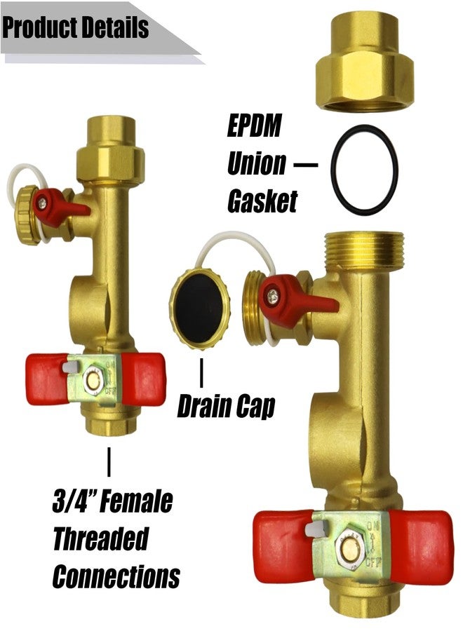 Iococee 3/4 Inch IPS Isolator Tankless Water Heater Service Valve Kit with Pressure Relief Valve, Clean Brass, 3/4 Inch Service Installation Valve for rheem,rinai,ecosmart,navien,noritz,takagi,bosch. - Image 5