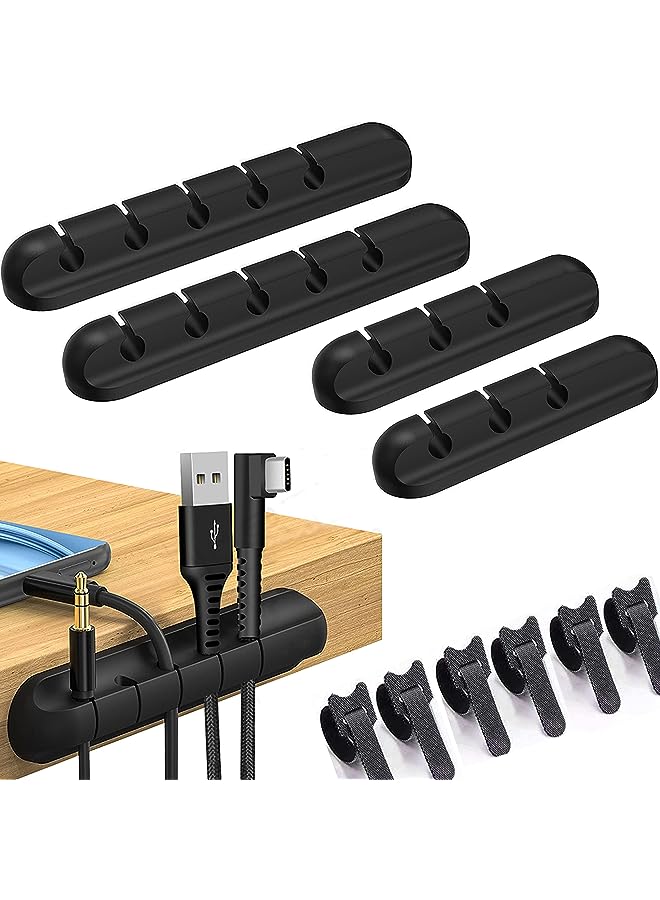 PYLCO SMART Cord Holder Clips Cable Management Cord Organizer Clips Self Adhesive for Desktop organizing USB Charging Cable PC Office Home Car Desk Nightstand ,20-Pcs Reusable Cable Ties Straps - Image 1
