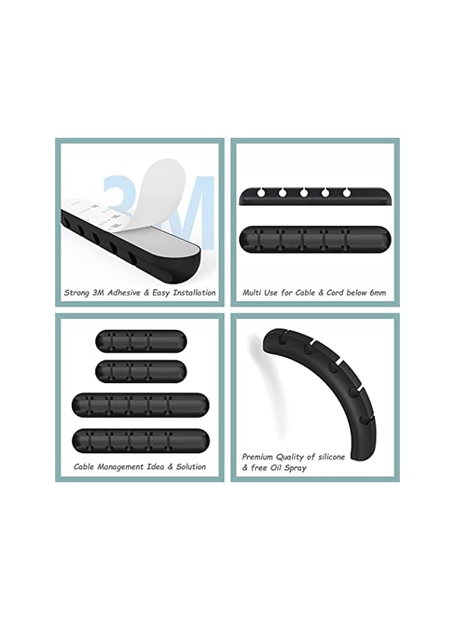 PYLCO SMART Cord Holder Clips Cable Management Cord Organizer Clips Self Adhesive for Desktop organizing USB Charging Cable PC Office Home Car Desk Nightstand ,20-Pcs Reusable Cable Ties Straps - Image 2