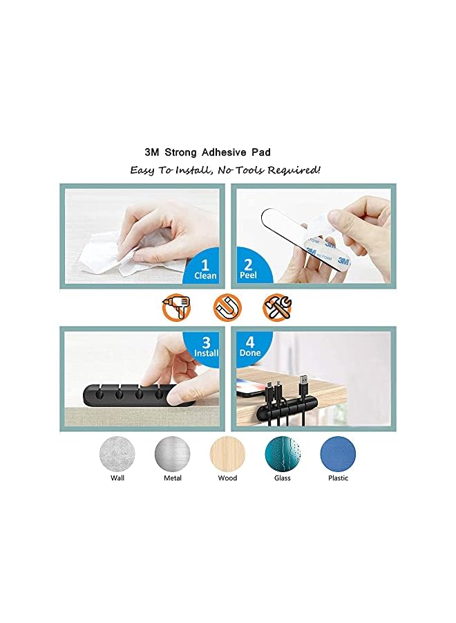 PYLCO SMART Cord Holder Clips Cable Management Cord Organizer Clips Self Adhesive for Desktop organizing USB Charging Cable PC Office Home Car Desk Nightstand ,20-Pcs Reusable Cable Ties Straps - Image 3