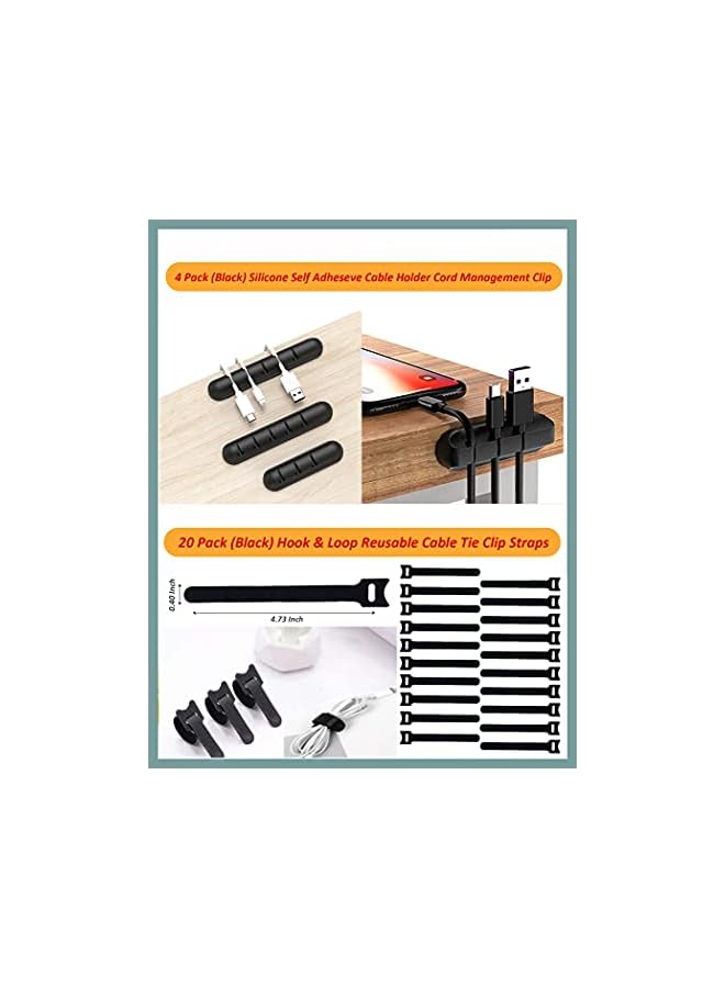 PYLCO SMART Cord Holder Clips Cable Management Cord Organizer Clips Self Adhesive for Desktop organizing USB Charging Cable PC Office Home Car Desk Nightstand ,20-Pcs Reusable Cable Ties Straps - Image 4