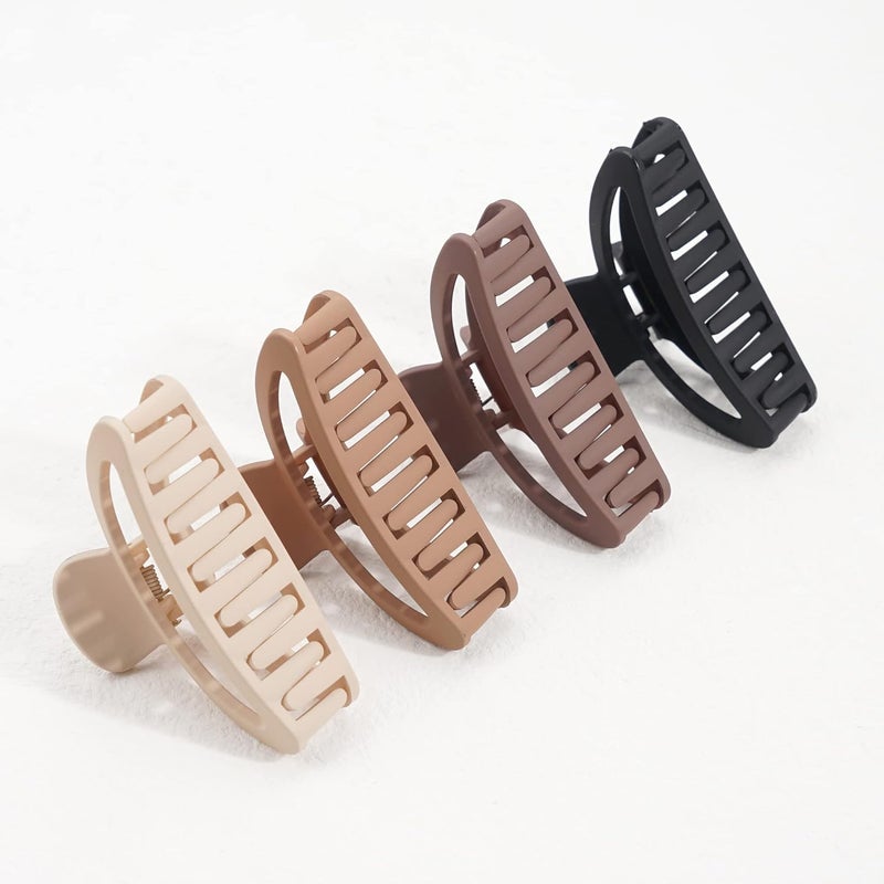 JOYOYO 4 Pcs Claw Clips for Thick Hair Natural Colors Hair Clips Hair Claw Clips for Women and Girls Lightweight Nonslip with Comb Teeth Strong Hold Large Size 35 Inch