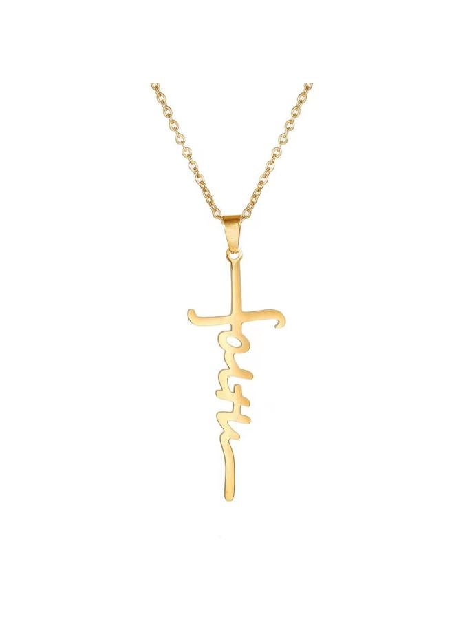Popular Cross Necklace Versatile Hip Hop Disco Girl Letter Cross Necklace Jewelry