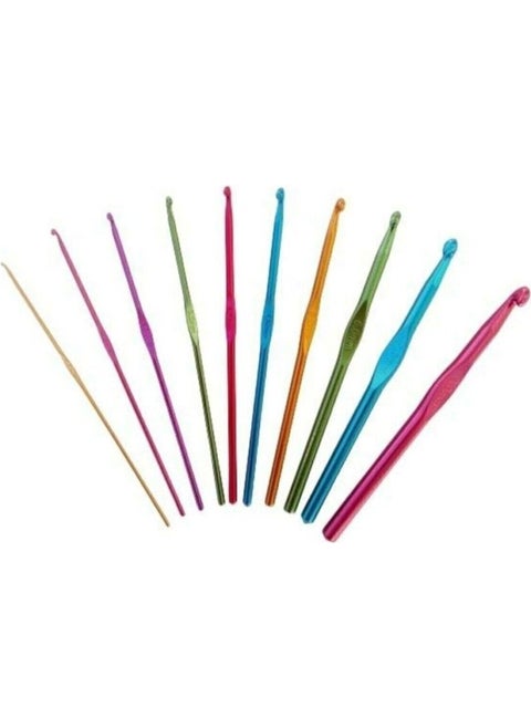 Knitting Wool Crochet Set Metal Handle 2-2,5-3-3,5-4-4,5-5-6-7-8 No 10 Pieces