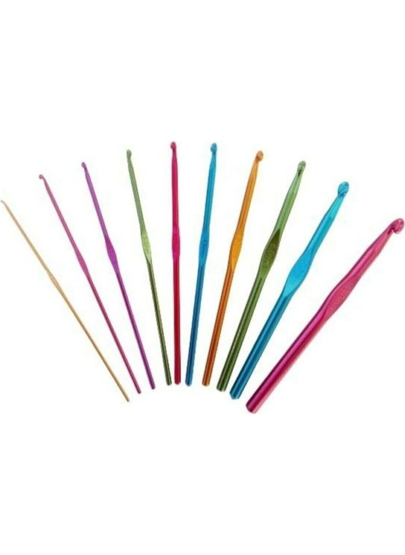 Yabali Knitting Wool Crochet Set Metal Handle 2-2,5-3-3,5-4-4,5-5-6-7-8 No 10 Pieces 